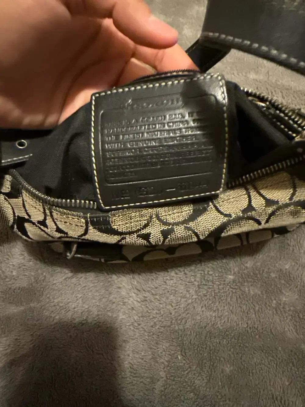 Coach Signature C Black and Grey Canvas Shoulder Bag